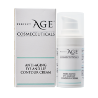 Anti-aging eye and lip contour cream flesje en verpakking .