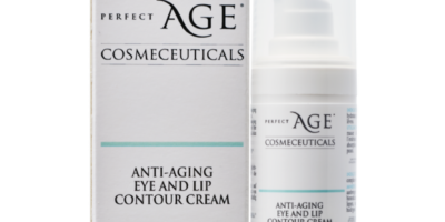 Anti-aging eye and lip contour cream flesje en verpakking .